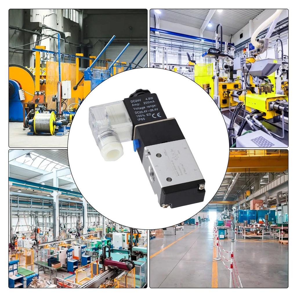 3-Way 2-Position Solenoid Valve for DC24V Pneumatic Systems (BSPT 1/4")