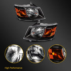 Set of 2 Headlights for Dodge Grand Caravan (2008–2010) Black Housing Amber