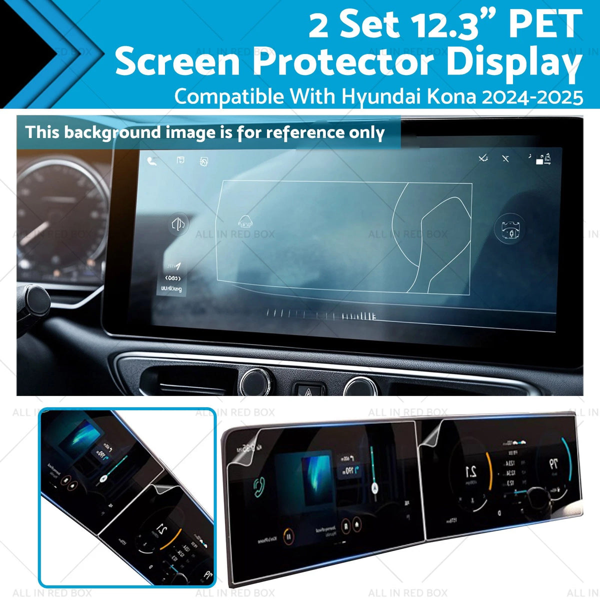 2X 12.3" PET Display Cover for Hyundai Kona (2024–2025)
