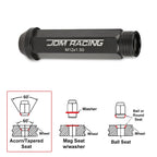 20Pc M12X1.5 Black JDM Open End Conical Wheel Lug Nuts + Extension 25mm