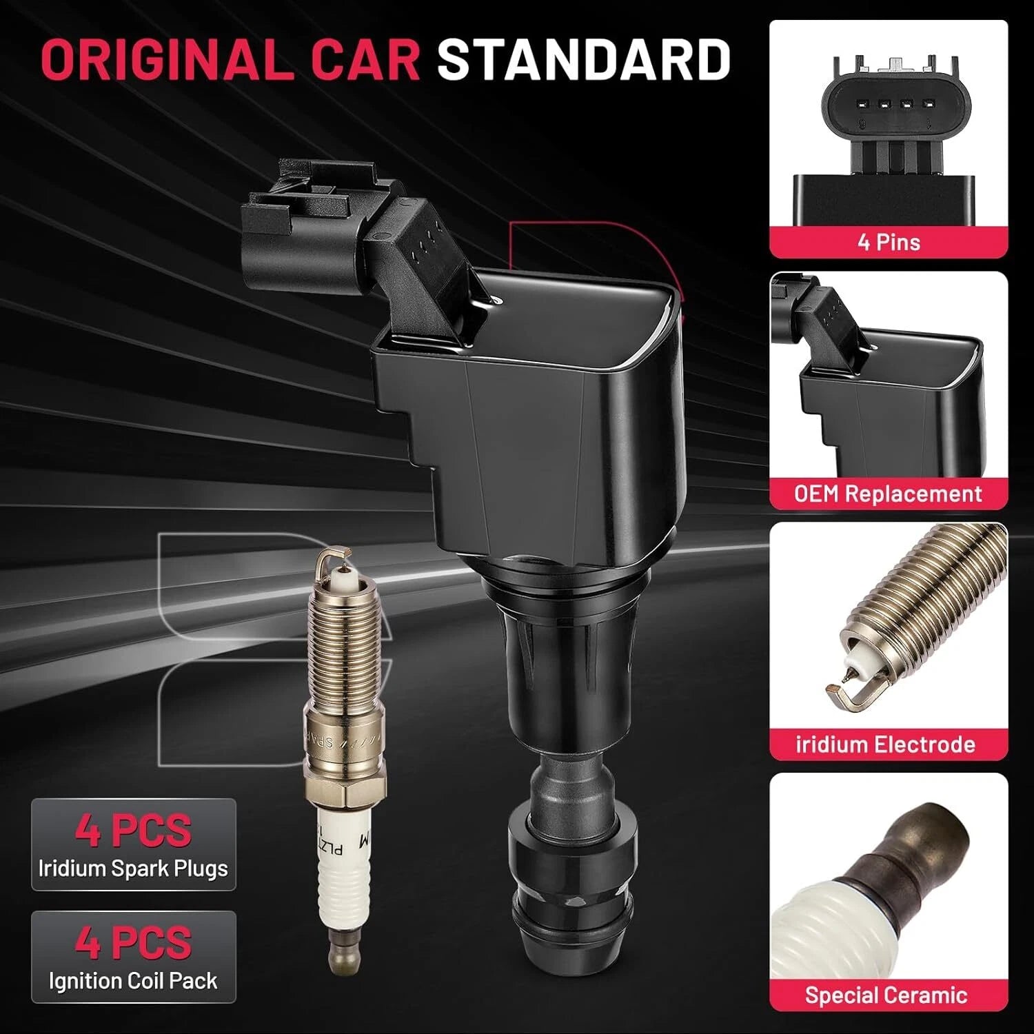 Ignition Coil and Spark Plug for Chevy Equinox Buick Regal Saturn GMC (2010-2012)