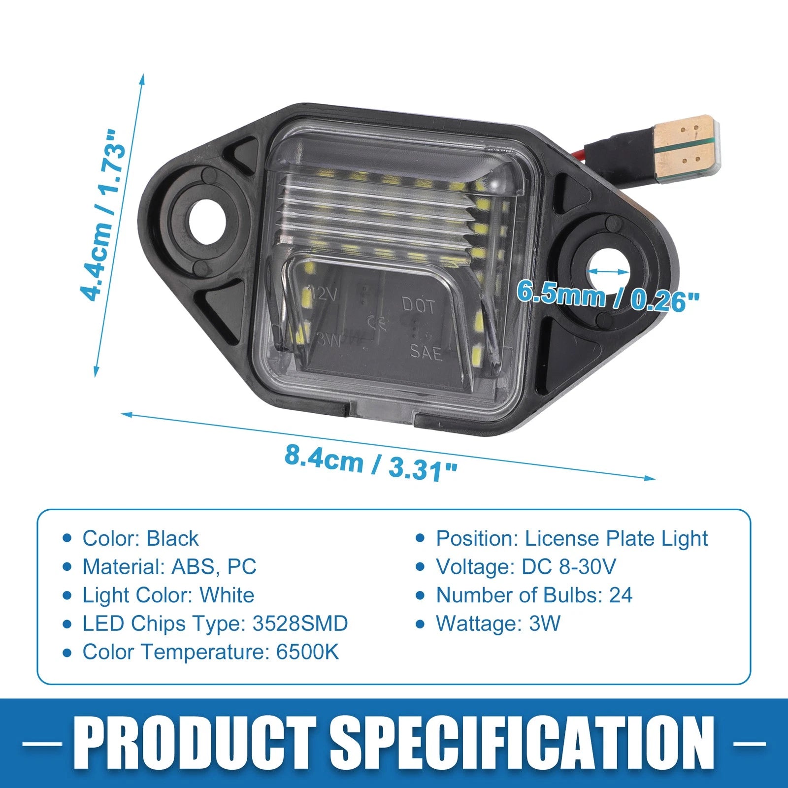 2X 6500K White LED License Plate Light F6UZ-13550-AA for Ford E-150 E-250 (2003–2014)