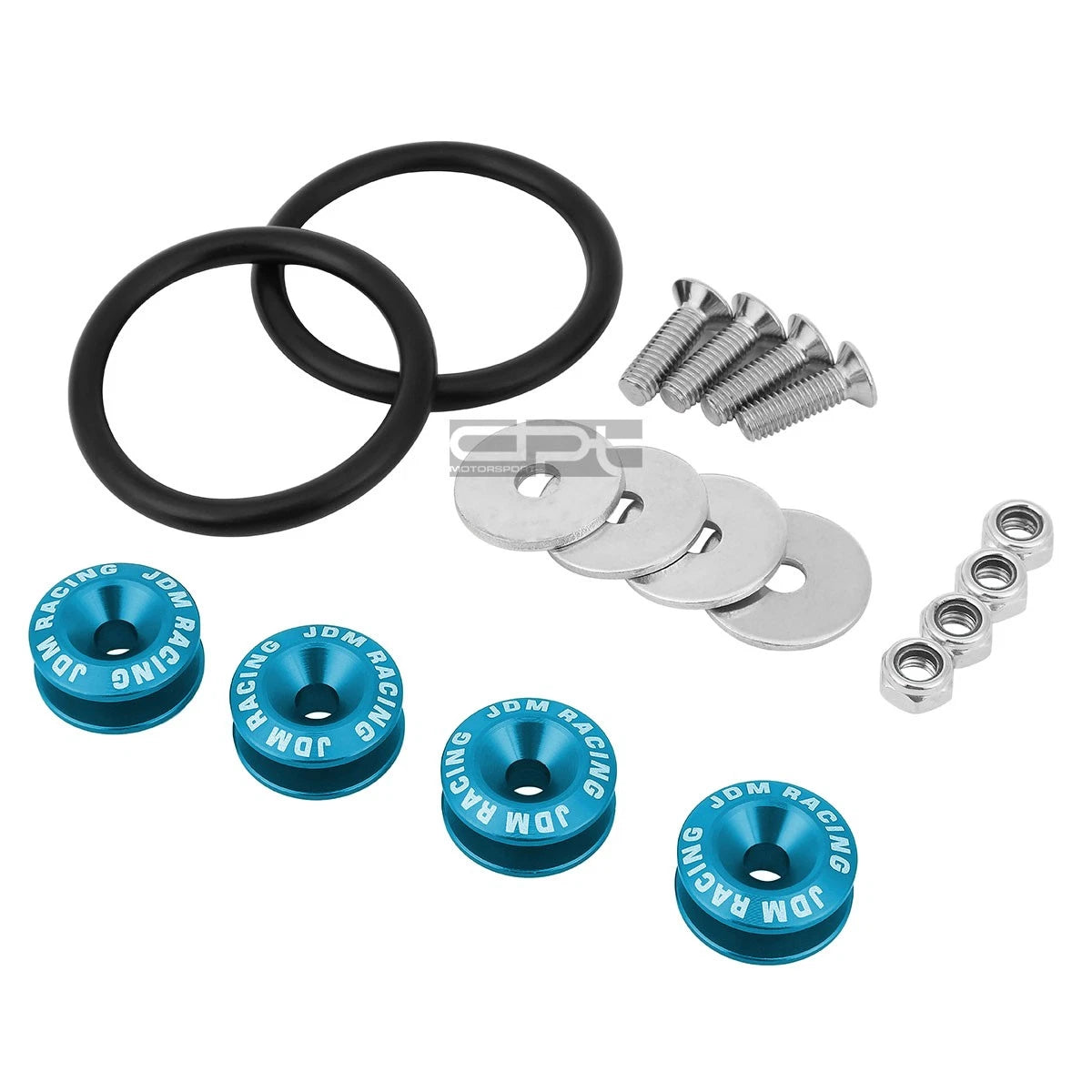 Light Blue Aluminum Quick Release Fastener + Washer for Car Bumper/Fender/Trunk