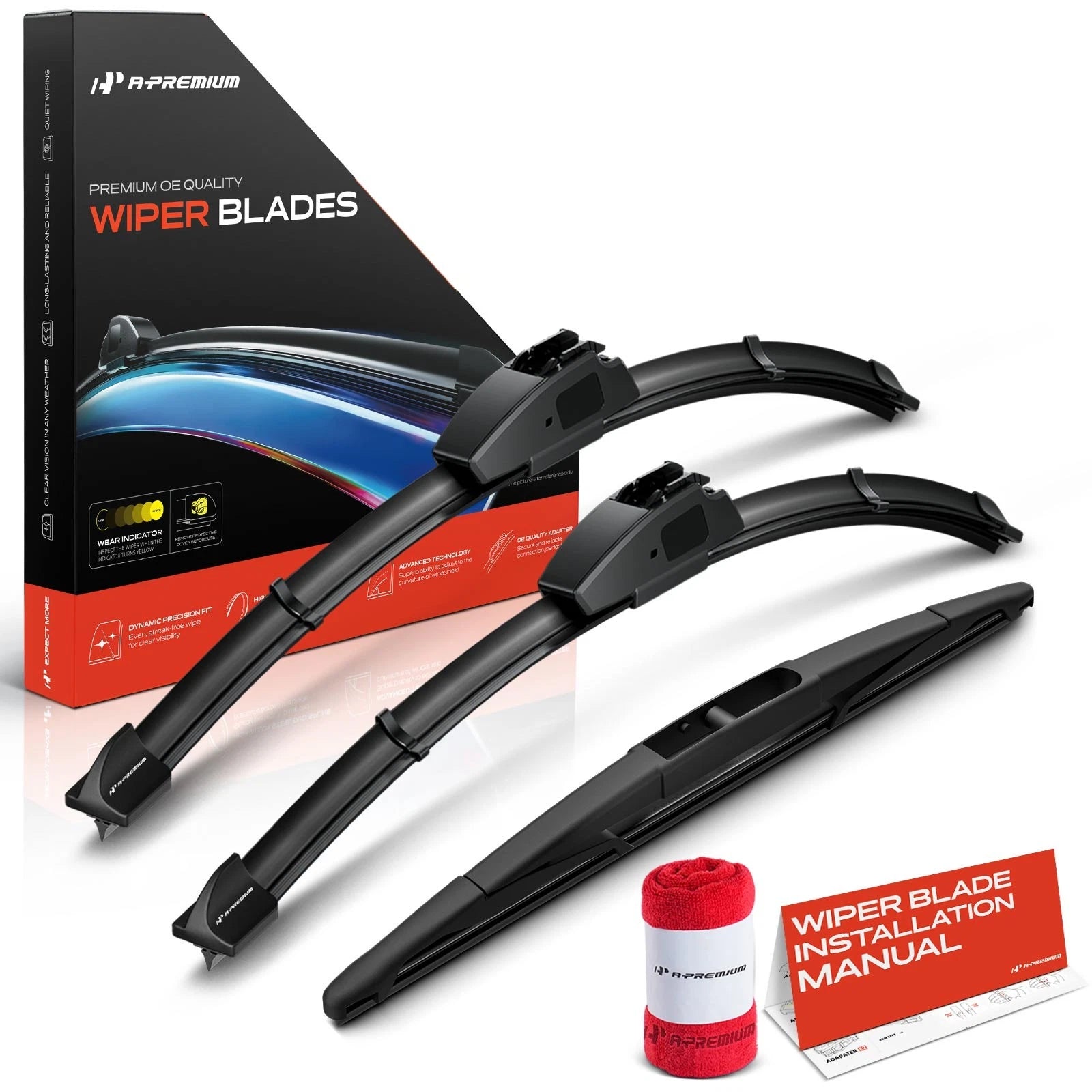 Set of 3 Windshield Wiper Blades for Jeep Wrangler JL (2018–2023)