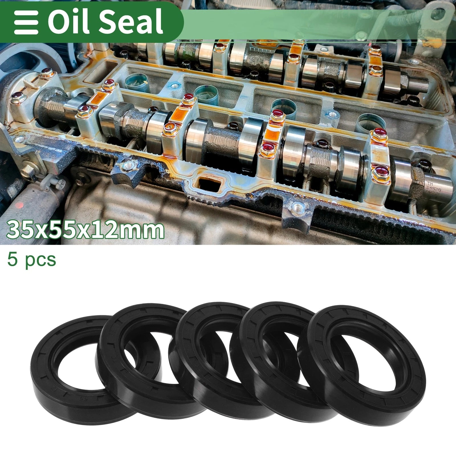 Set of 5 Oil Seal Rotary Shaft Seal NBR Rubber 35x55x12mm