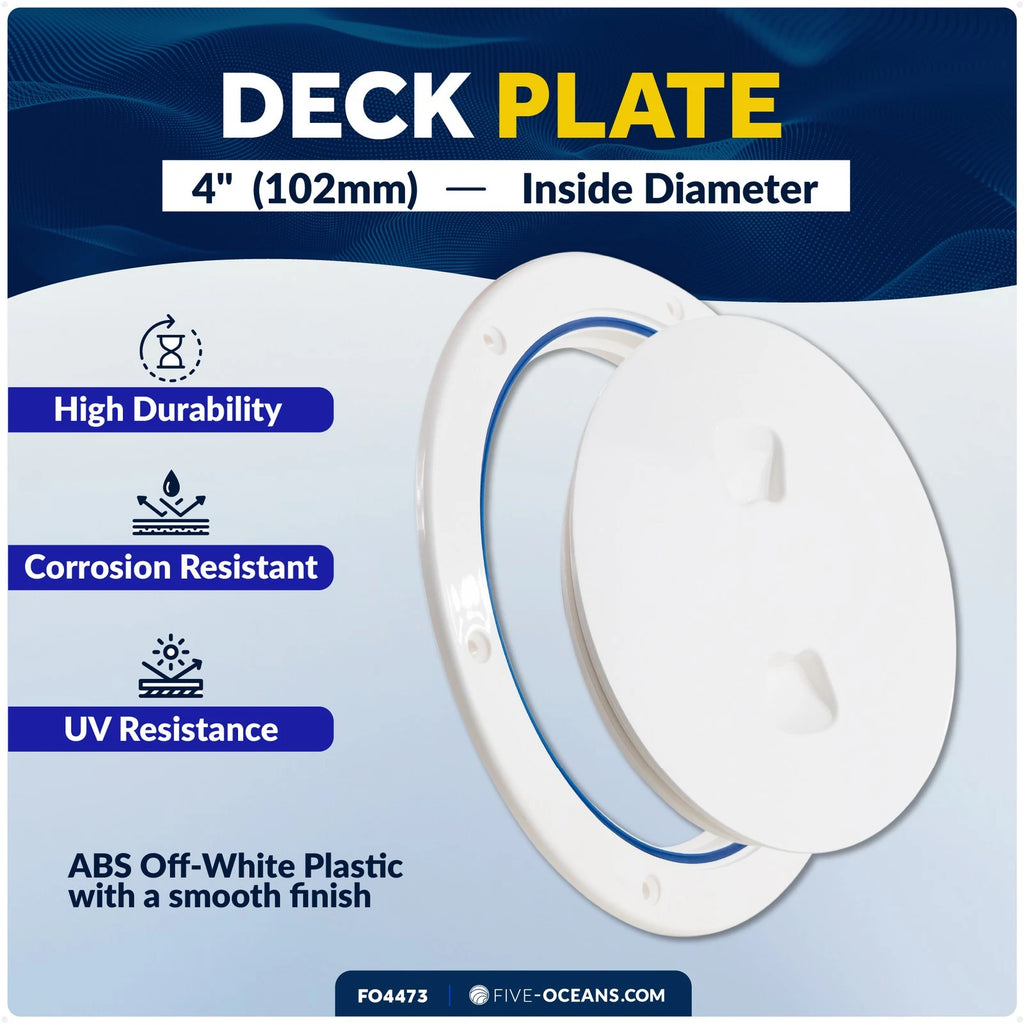 4" Round Inspection Deck Plate Hatch for Marine Boat (Off-White)