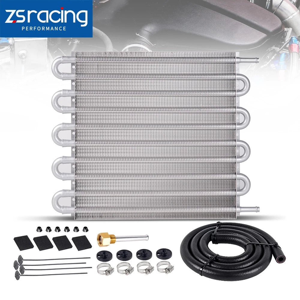 10 Row Aluminum Remote Transmission Oil Cooler Radiator Kit