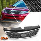 Front Bumper Grille for Kia Sorento (2014–2015) w/Badge Slot, Chrome Moulding