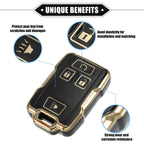 Set of 4 Key Fob Covers for Chevy Suburban, GMC (TPU, Black)