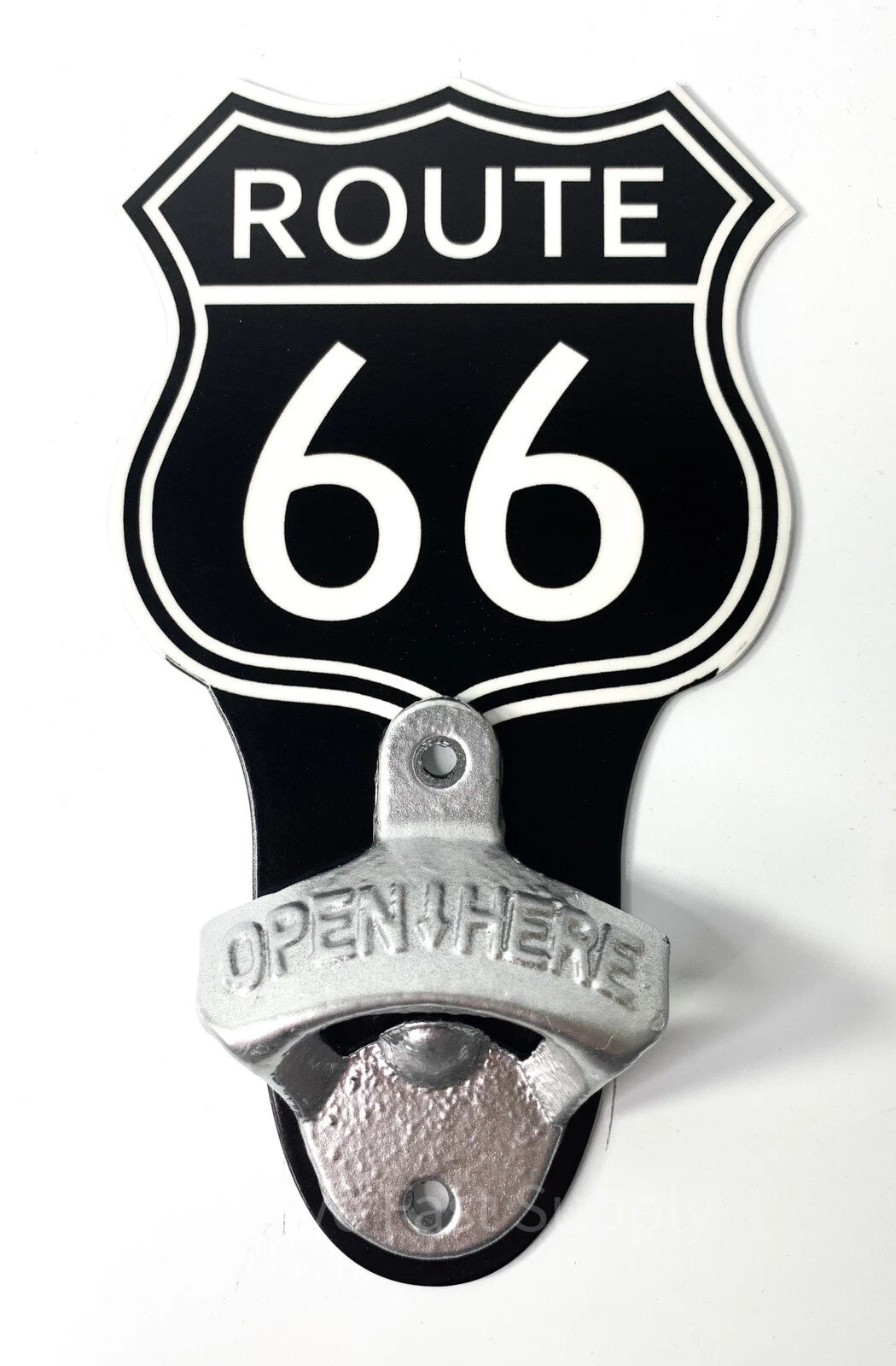 Vintage Style Wall Mount Metal Bottle Opener Sign for Route 66