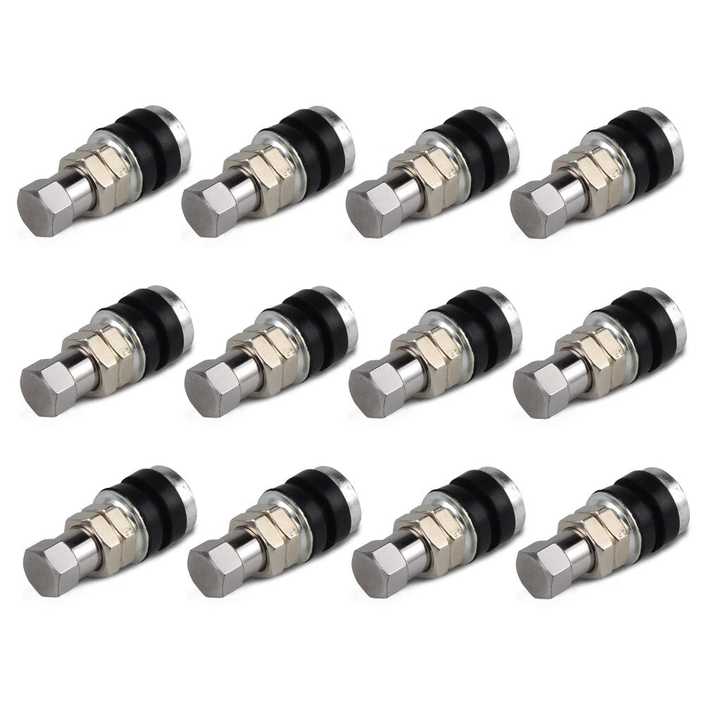 Set of 12 Chrome Tire Valve Stems for Go-karts, Hot Rods