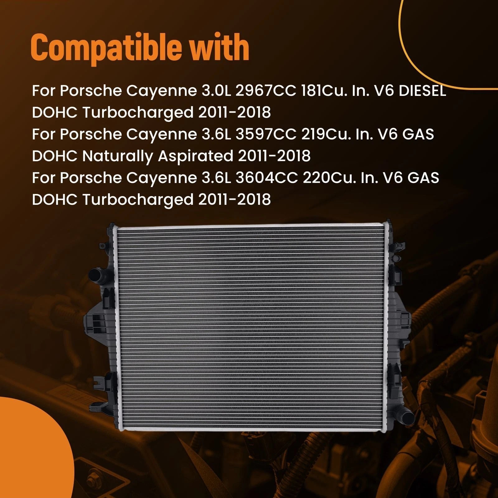 Cooling Radiator for Porsche Cayenne (2011–2018) 95810613210 DPI13551 MT