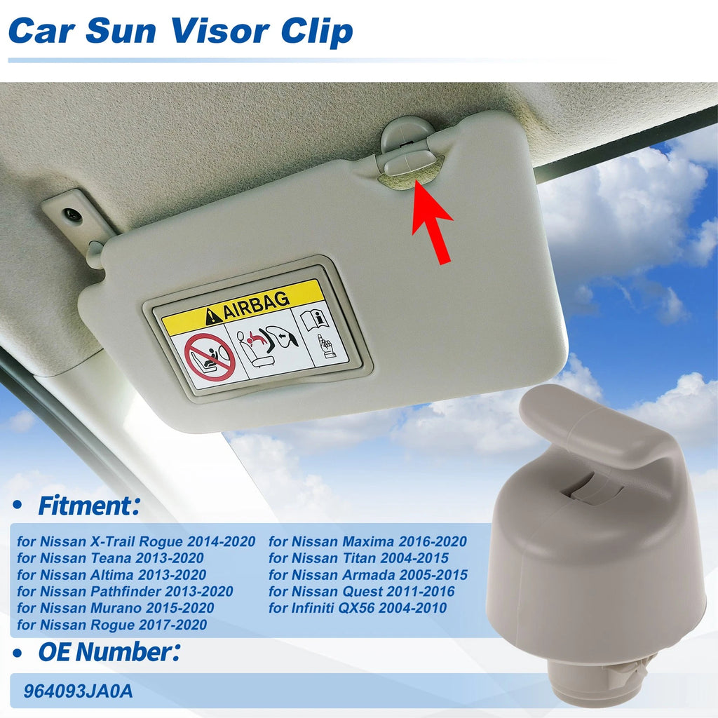 Sun Visor Clip for Nissan X-Trail Rogue (2014–2020) 964093JA0A