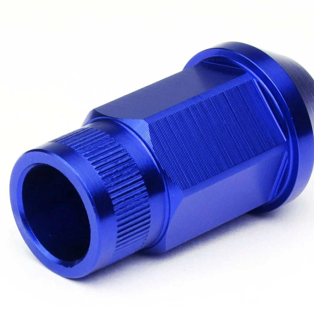 Set of 4 Open End M12x1.5 44mm Tall Blue Aluminum JDM Wheel Lug Nuts