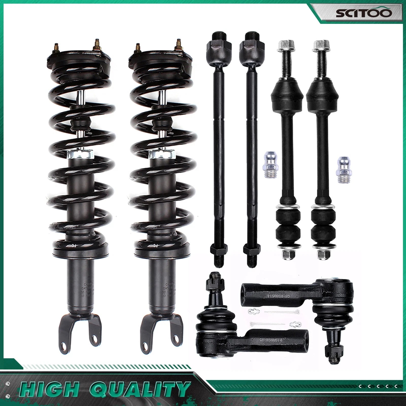Front Struts & Inner Outer Tie Rod Kit for Dodge Ram 1500 (2009–2012)