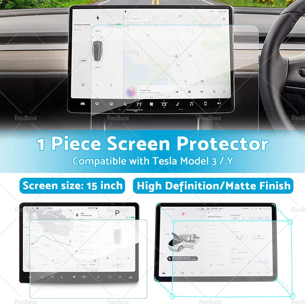 15" Tempered Glass Screen Protector for Tesla Navigation Touchscreen (2018–2023)