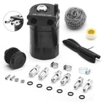 Oil Catch Can Kit for Universal Vehicles (300ML, Black, Baffled, Aluminum)