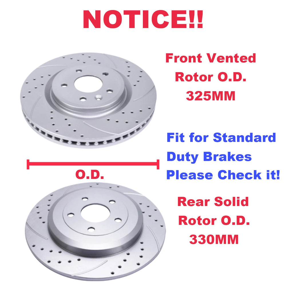 Set of 4 Disc Brake Rotors and Pads for Ford Flex Explorer Taurus (2009-2019)