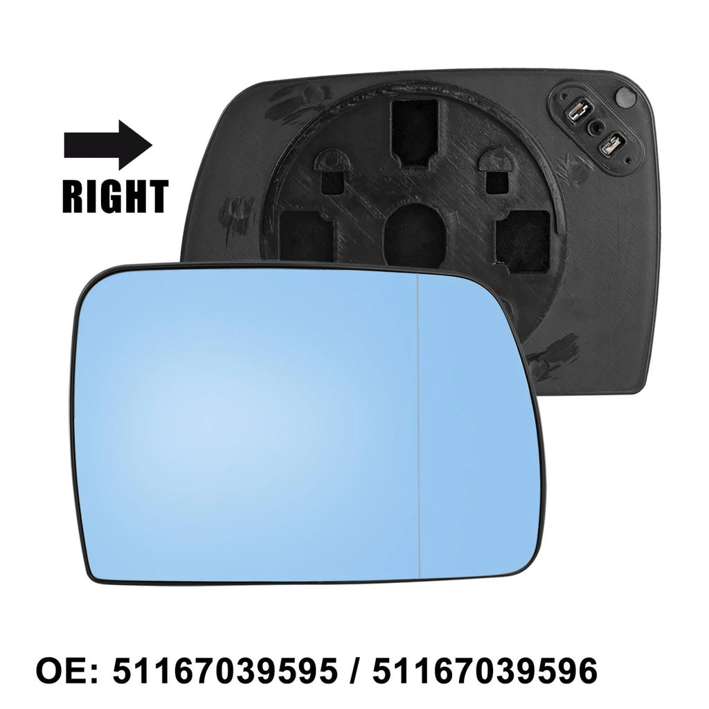 Right Mirror Glass with Backing Plate Heated 51167039596 for BMW X5 (2000–2006)