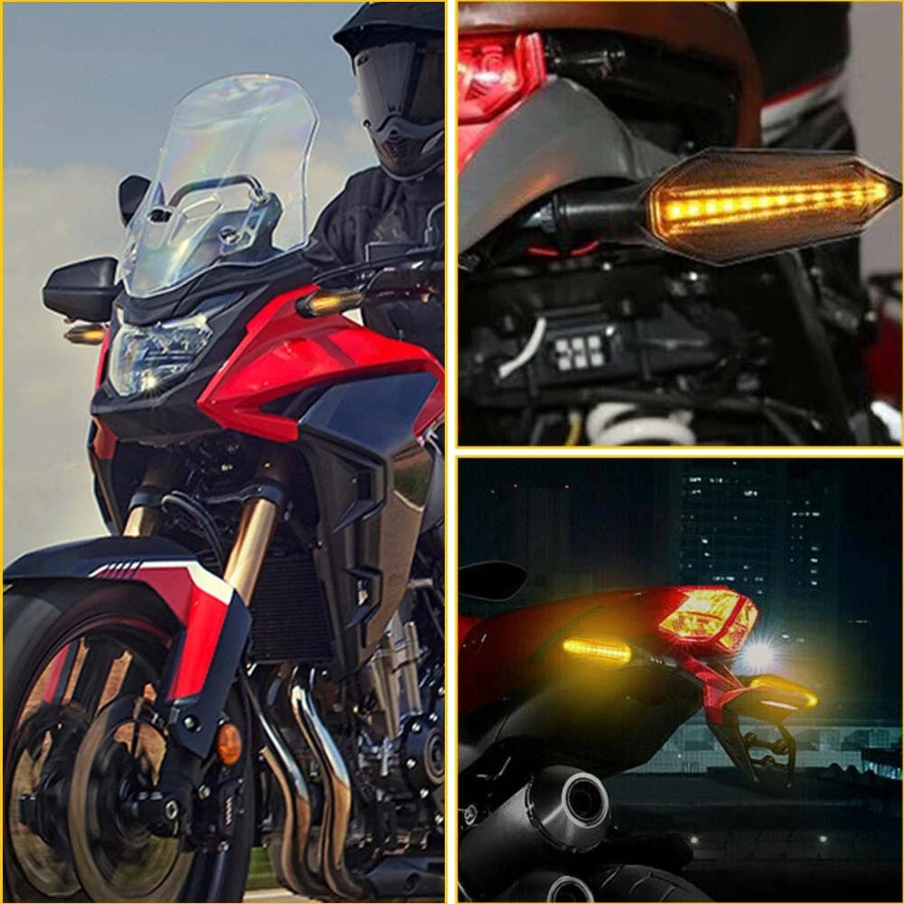 LED Motorcycle Turn Signal Lights Universal Amber Brake Lamp Smoke Lens