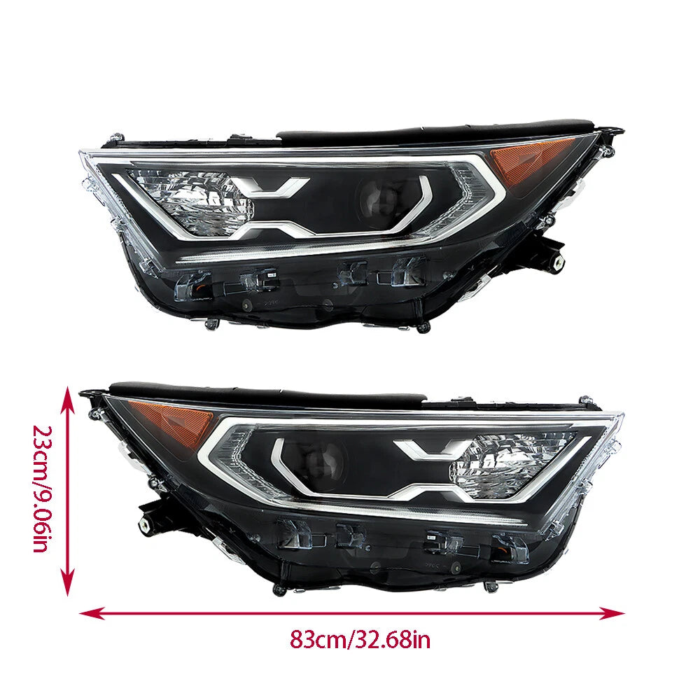 LED Headlights Pair for Toyota RAV4 XLE Hybrid XSE (2019–2022) Clear Lens Black