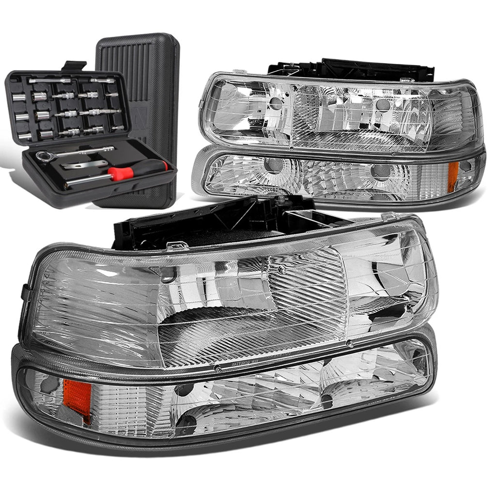 Chrome/Amber Side Headlight Bumper Lamps for Chevy Silverado (1999–2002)