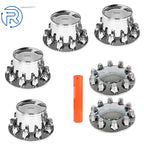 Set of 2 Chrome Axle Covers for Semi Truck (Front & Rear)