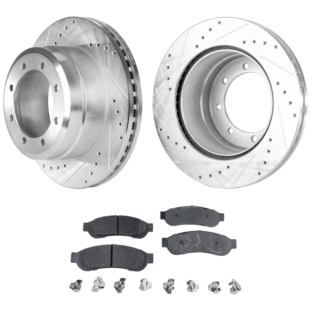 Rear Brake Disc Rotors and Pads Kit for Ford F-350 Super Duty (2008–2010)