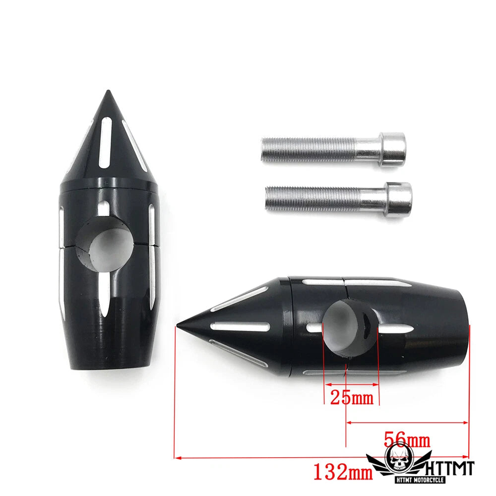 1" Black Motorcycle Spike Handlebar Risers for Universal Models (25mm, 5")