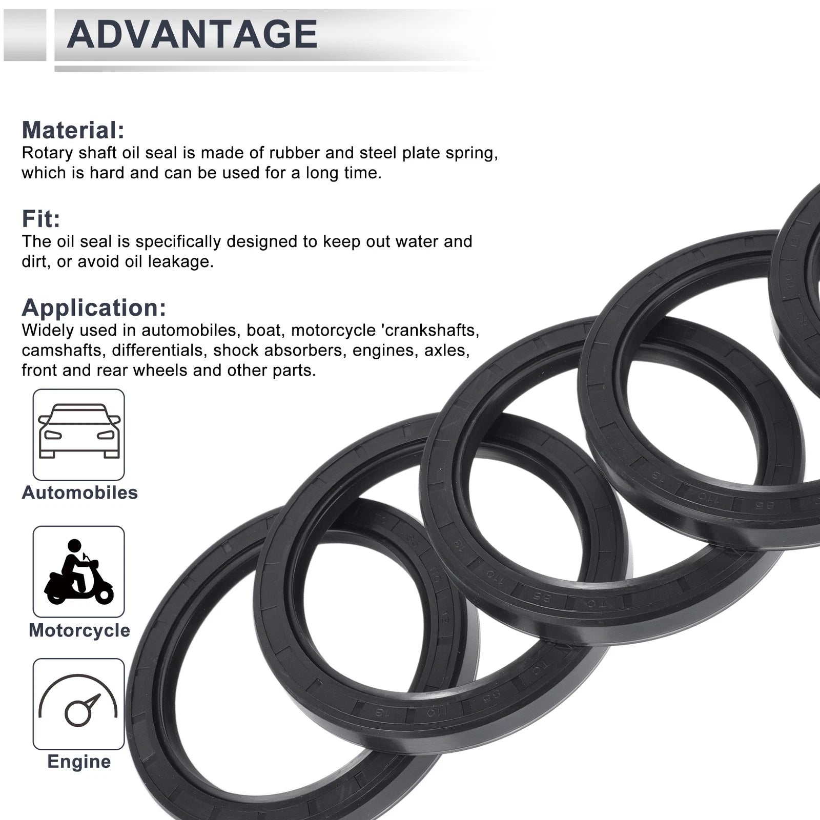Set of 5 Oil Seal Rotary Shaft Seal NBR Rubber 85x110x13mm
