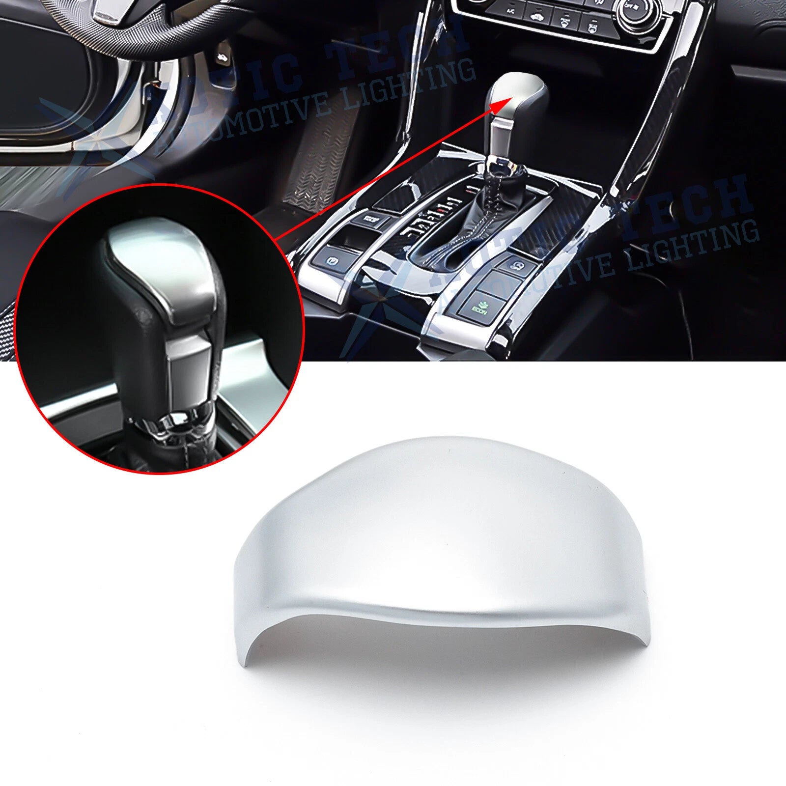 Chrome Interior Gear Shift Knob Cover Decorative Trim for Honda Civic (2016–2021)