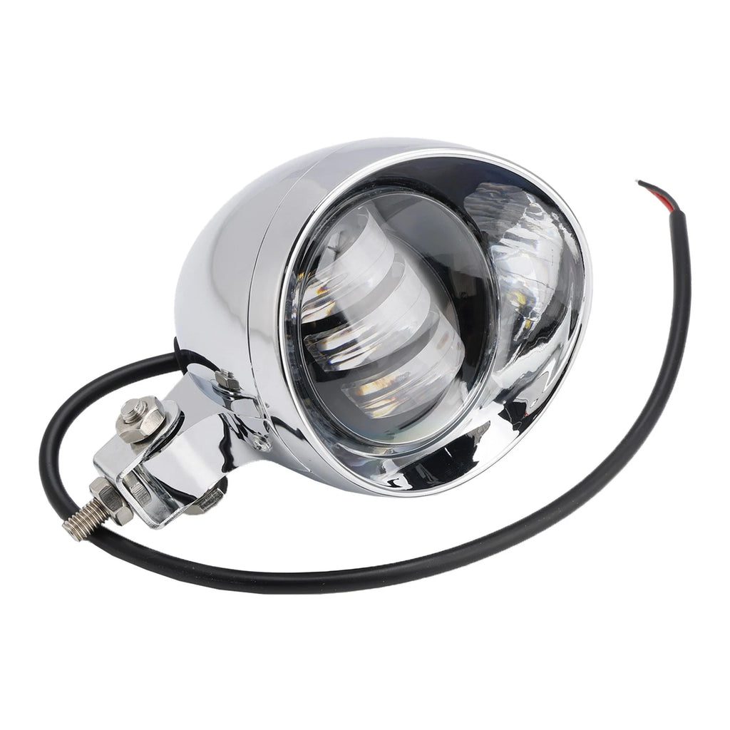 Beam Headlight Fog Lamp for Racer Bobber Chopper (Custom Chrome)