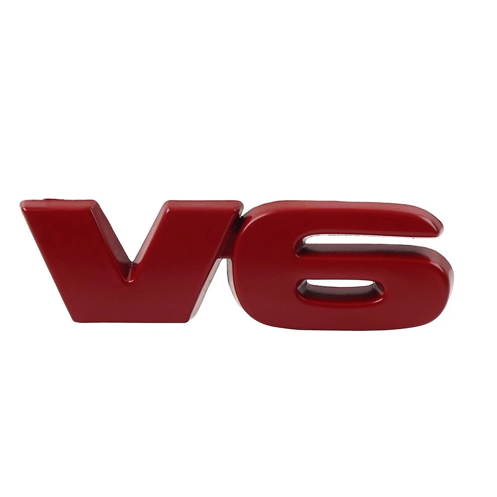 V6 Logo Metal Car Emblem Badge for Universal Fit (3D Red)