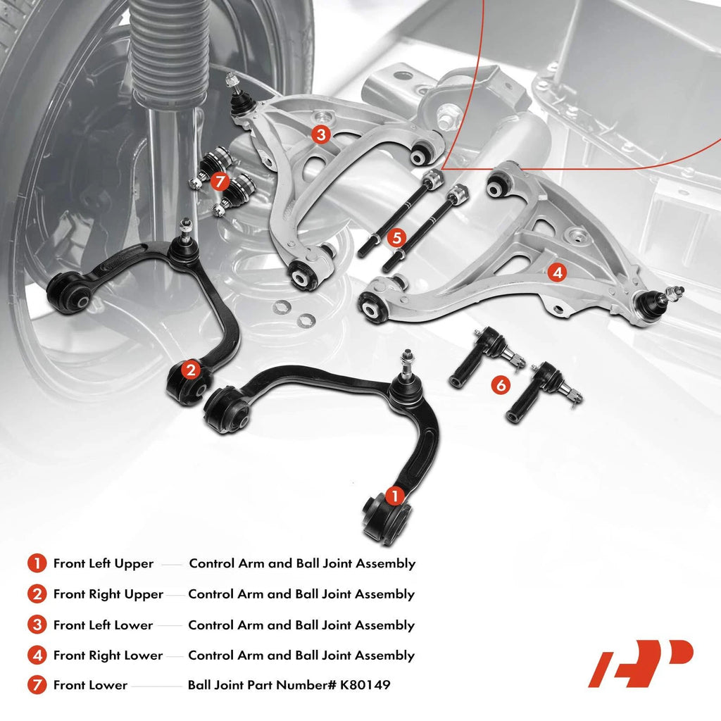 10x Front Control Arm Ball Joint Tie Rod End for Ford F-150 (2004–2006)