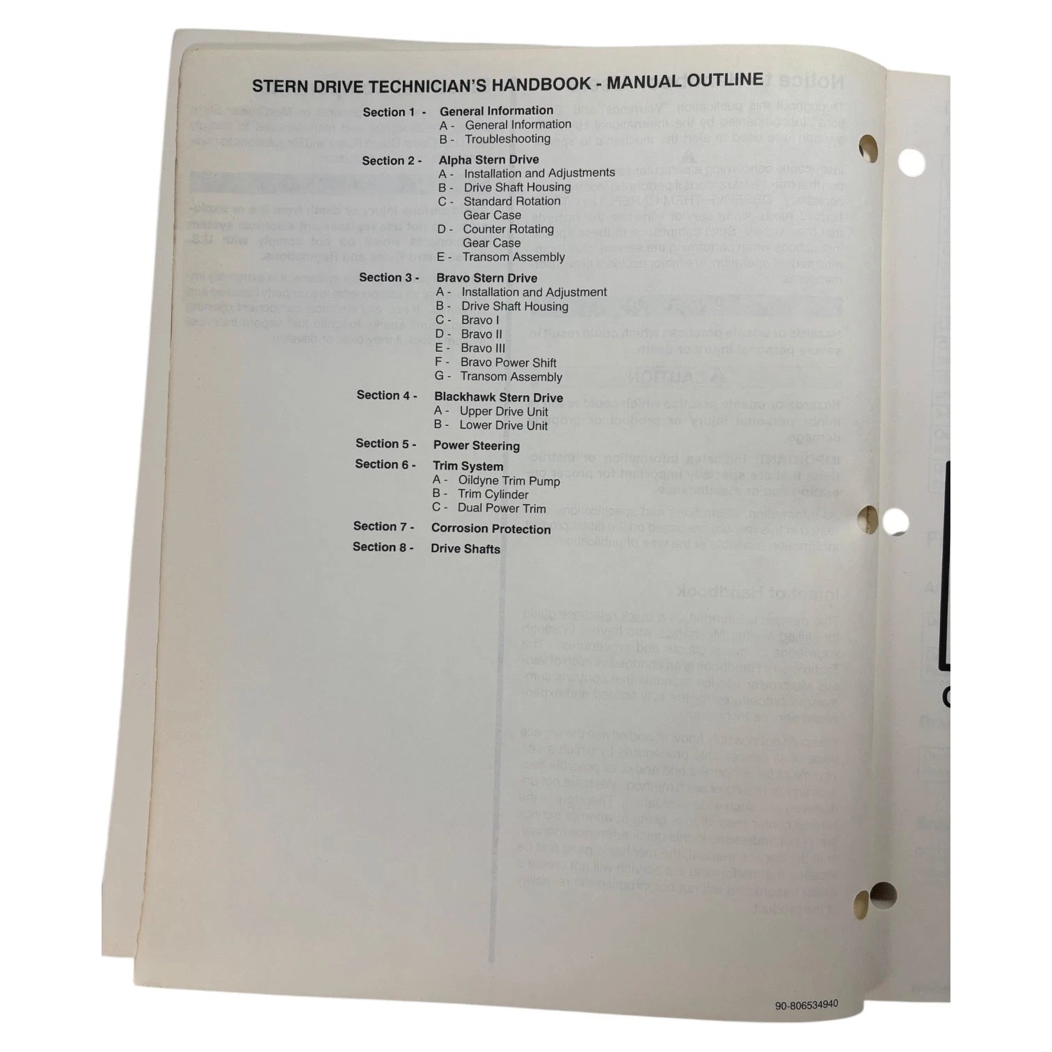 Stern Drive Units Technician's Handbook for MerCruiser (1994) 90-806534940