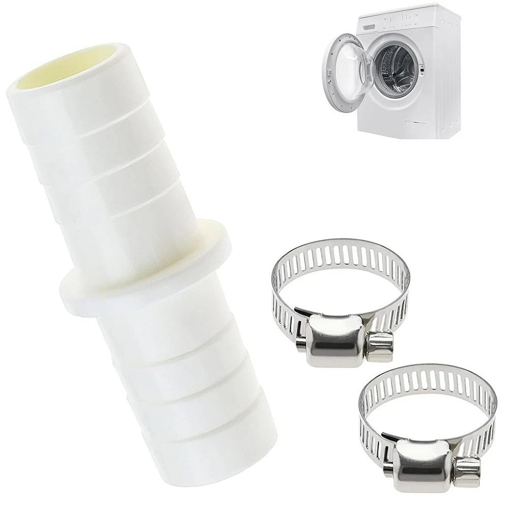 2 Hose Clamps with Drain Connector for Washing Machine (Universal Fit)