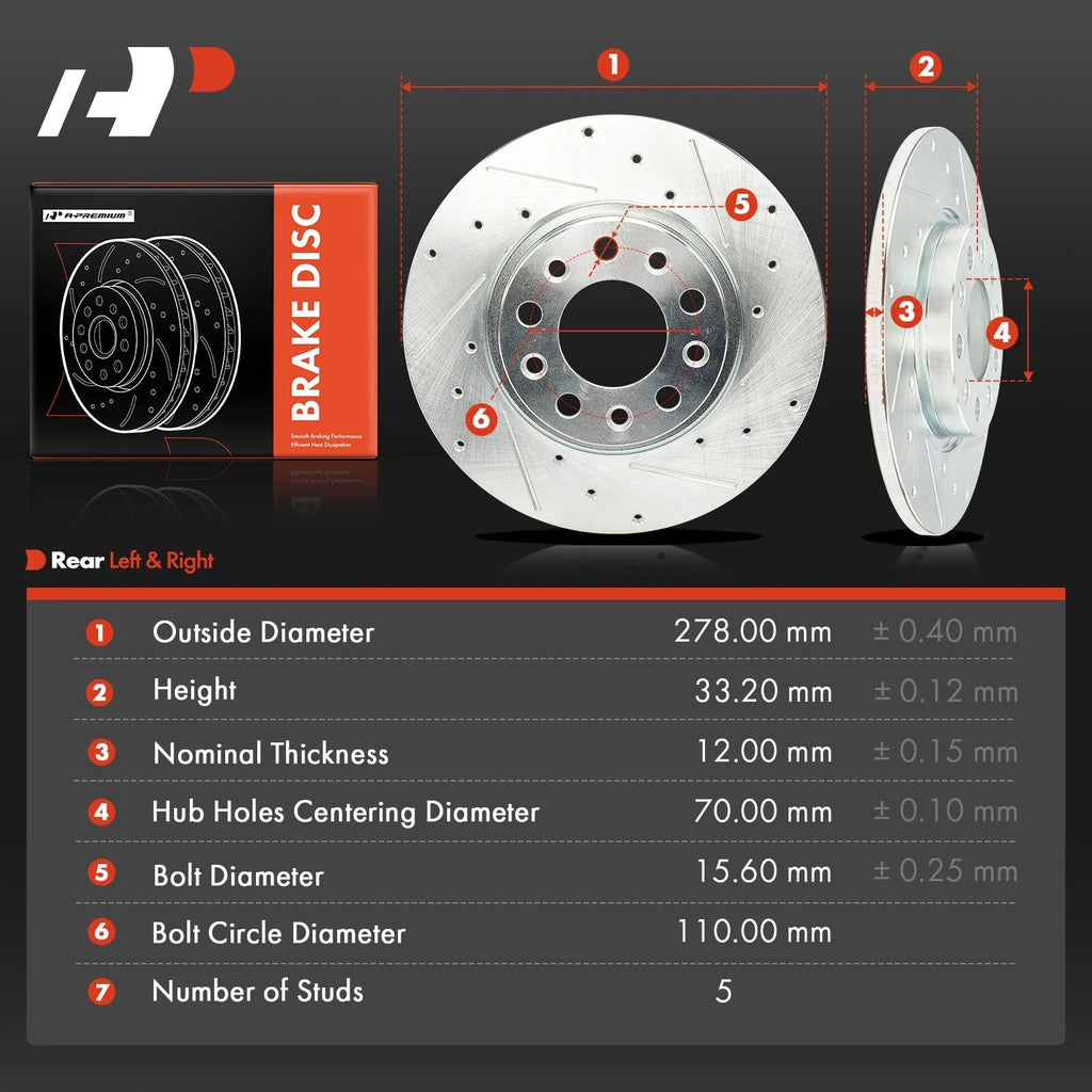 Rear Side Drilled Brake Rotor for Jeep Cherokee (2014–2022)