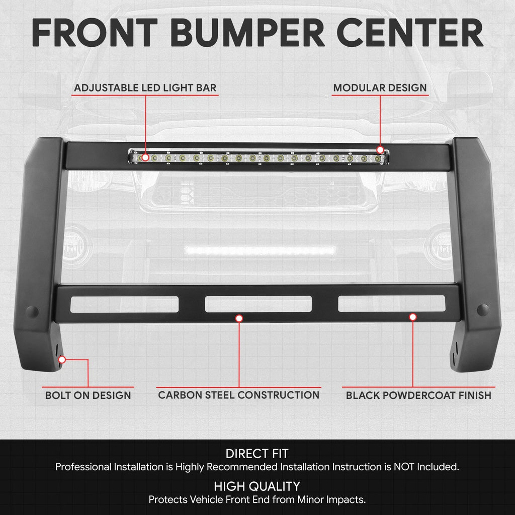 Front Bumper Grille Brush Guard Bull Bar for Toyota Tacoma (2005–2015) + LED Strip