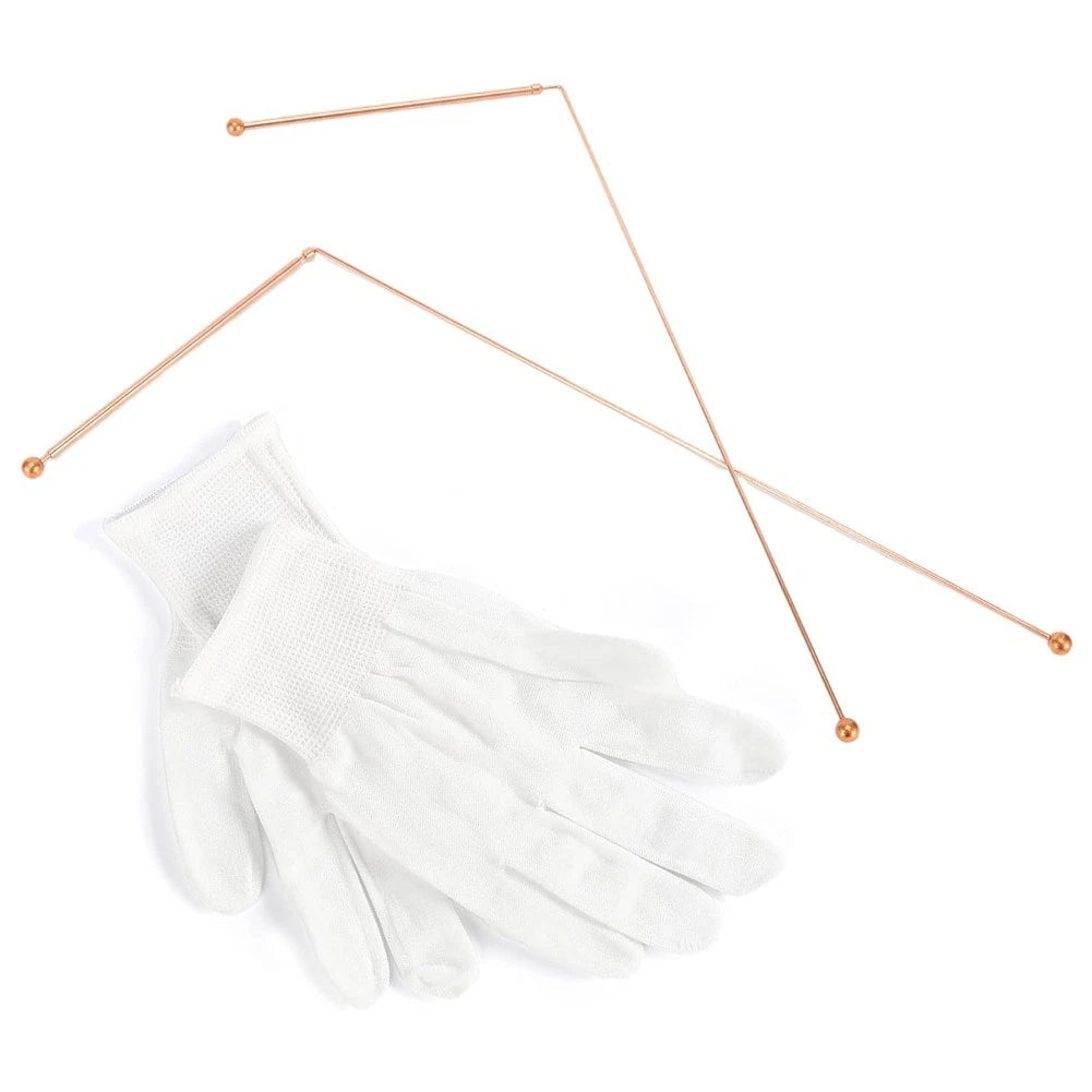 Water Finding Tool Set of 2 Pure Copper Wands with Gloves
