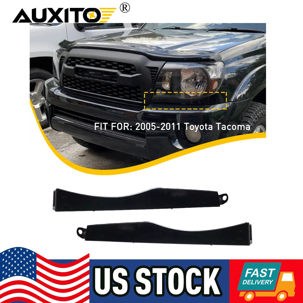 Set of 2 Front Bumper Grille Headlight Filler Trim Panels for Toyota Tacoma (2005–2011)