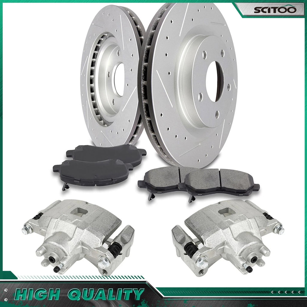 Front Drilled Brake Calipers & Rotors Set for Dodge Avenger (2008–2014)