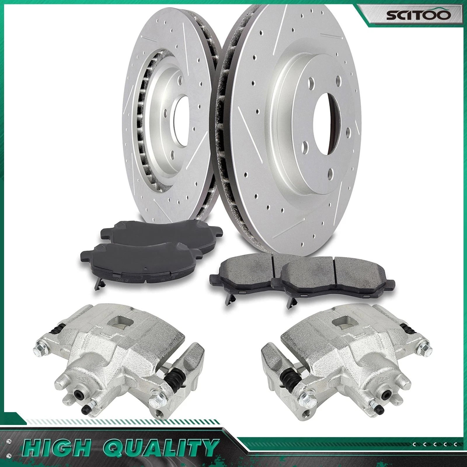 Front Drilled Brake Calipers & Rotors Set for Dodge Avenger (2008–2014)