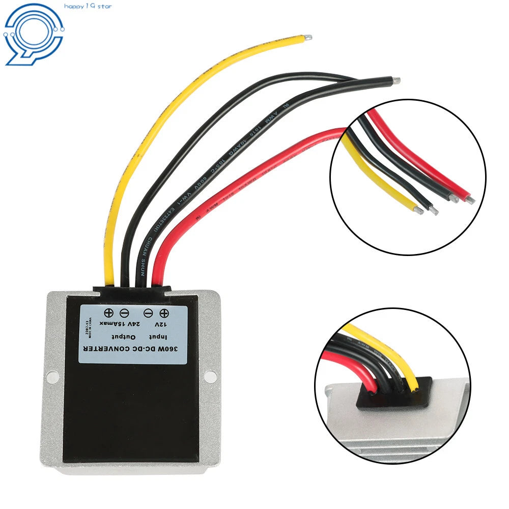 DC/DC Voltage Converter for Car (12V to 24V, 15A, 360W)