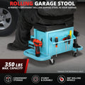 Adjustable 2-in-1 Rolling Mechanics Tool Seat for Universal Use (350lbs Capacity)