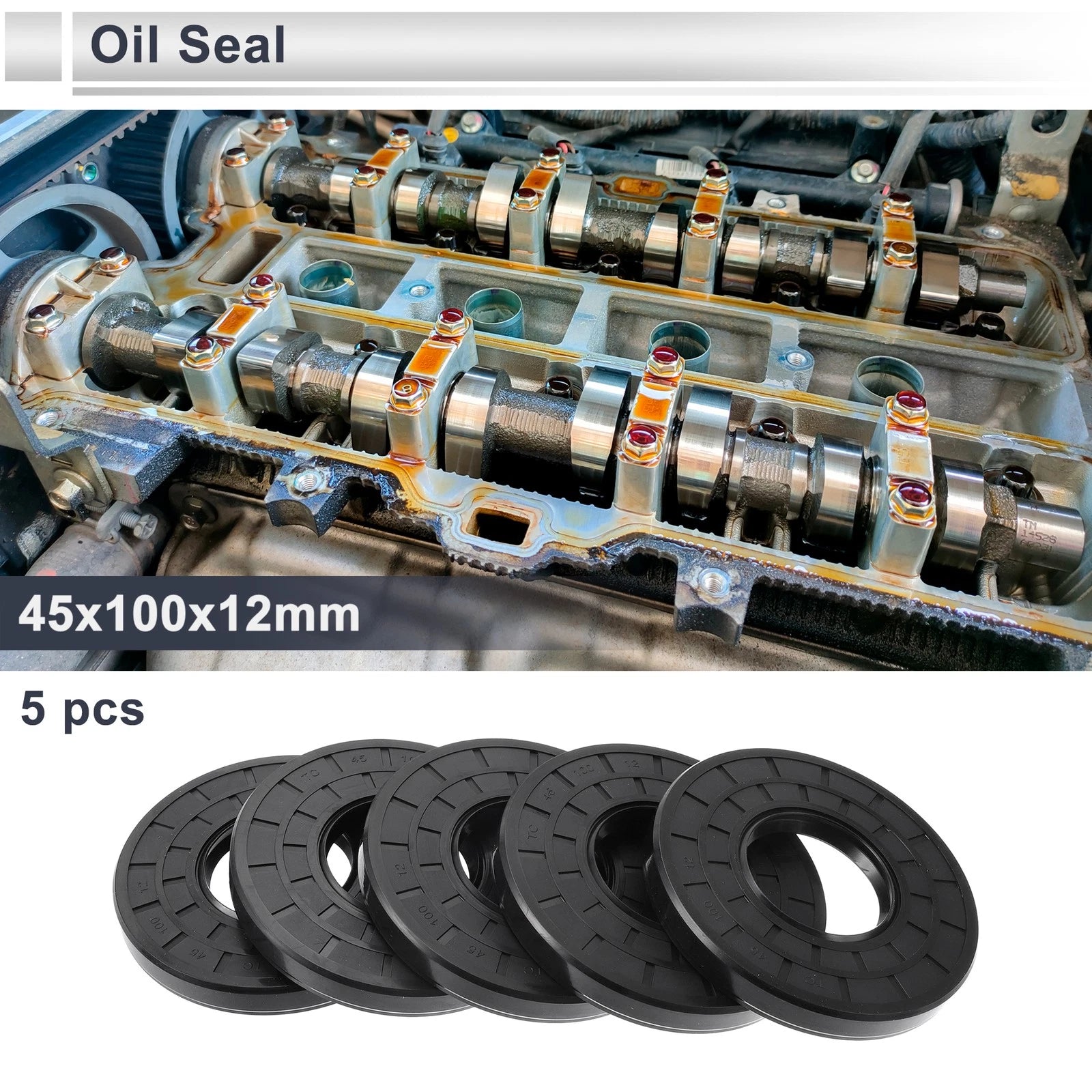 Set of 5 Oil Seal Rotary Shaft Seal for Various Models (45x100x12mm)