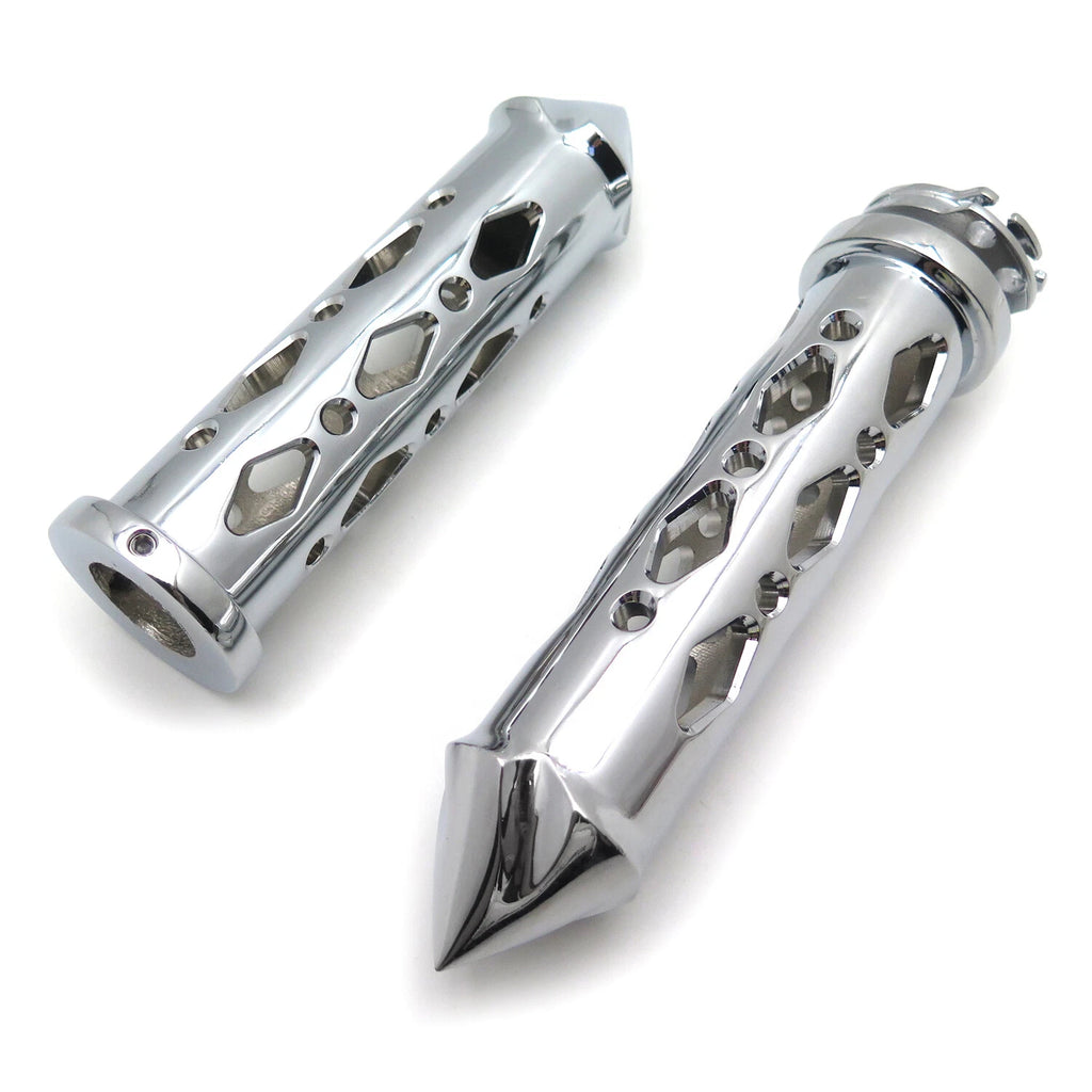 Chrome Spike Grip 7/8" CNC for Suzuki Honda Kawasaki Yamaha Sportbike