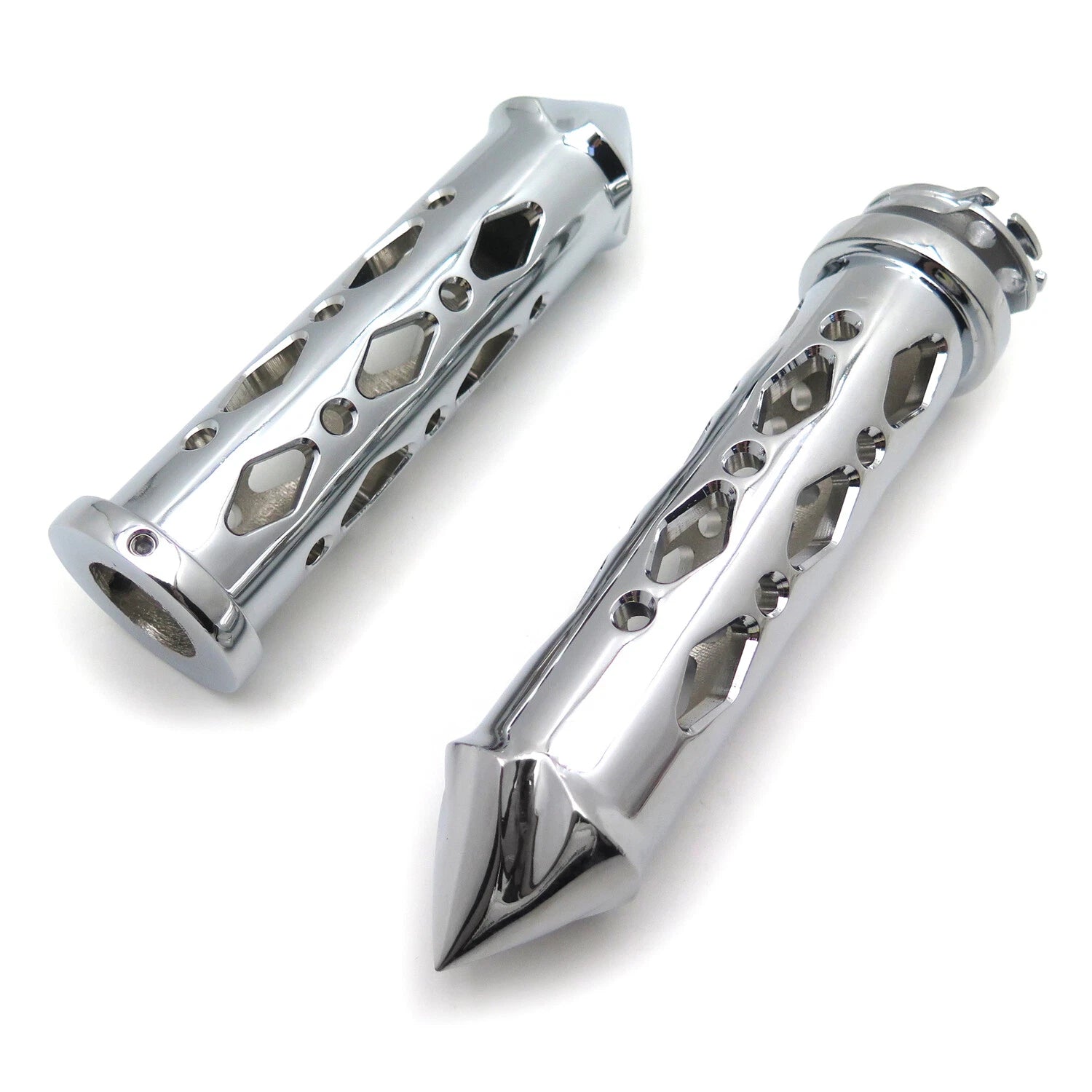 Chrome Spike Grip 7/8" CNC for Suzuki Honda Kawasaki Yamaha Sportbike