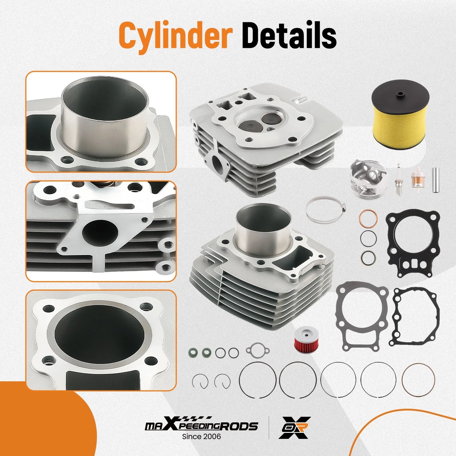 Top End Kit 78.5mm Bore Cylinder Head Piston for Honda Rancher TRX350 (2000–2006)