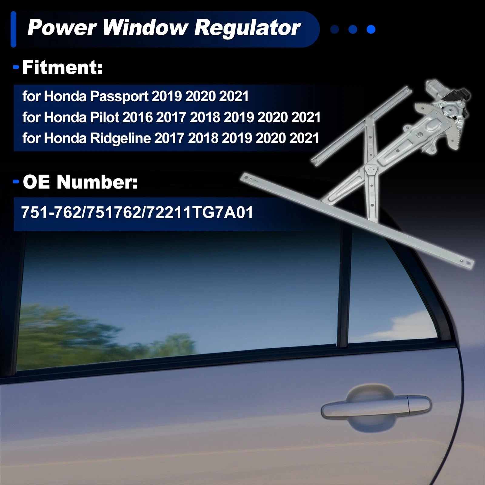 Power Window Regulator with Motor for Honda Passport (2019–2021) No. 751-762