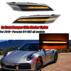 2Pcs Clear Amber Bumper Side Marker Turn Signal Lights for Porsche 911 (2019–Present)